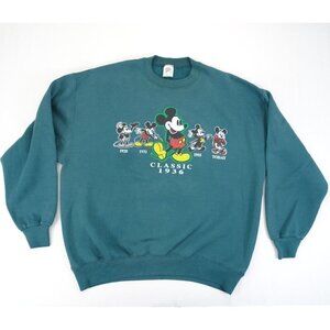 VTG 90s‎ Mickey Mouse Classic Graphic Crewneck Sweatshirt Green Size XL Timeline